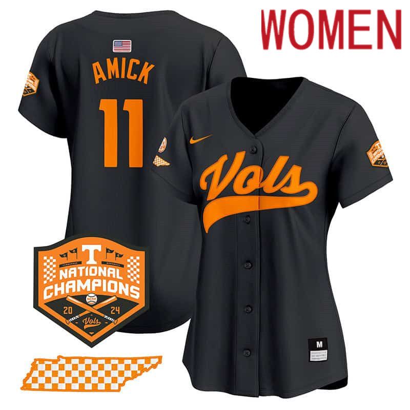 Women Tennessee Volunteers #11 Amick Black 2024 Nike Champions Vapor Premier Limited NCAA Jersey